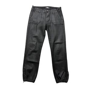 Paige Mayslie Jogger Jeans‎ Womens 27 Black Dark Wash Mid Rise Ankle Zip Cuffed